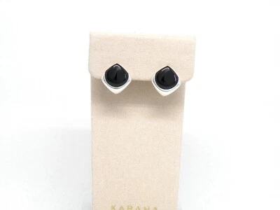 Auténticos aretes cuadrados vintage de plata de ley Kabana, incrustación de ónix. Foto 1 de 4