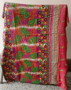 Colcha india hecha a mano vintage Kantha manta de algodón Ralli Gudari - Imagen 1 de 2