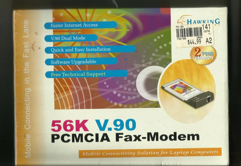 HAWKING 56K PCMCIA INTERNAL FAX MODEM CARD BRAND NEW ORIGINAL PACKAGING - Image 1 of 1