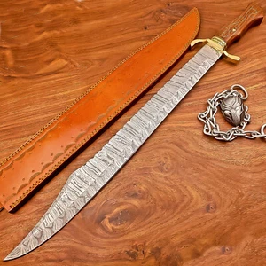 Custom Handmade Damascus Steel Scimitar Sword – Tactical, Hunting & Camping 3400 - Picture 1 of 9