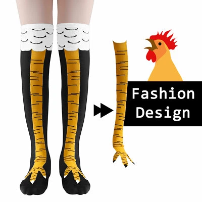 1/2 Pares 3D Locos Divertidos Pierna de Pollo Hasta la Rodilla Calcetines Novedad Cálidos Niña Medias Foto 1 de 4