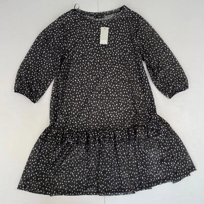 Vestido F&F 16 Negro Manga Larga Midi Longitud Cuello Redondo Transparente - Imagen 1 de 4