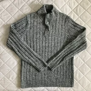 Eddie Bauer Lambs Wool Sweater Men’s Large Tall LT Gray 3 Button Casual Pullover - Picture 1 of 10