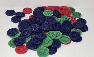 Bag of Plastic Poker Chips, 1 inch 42 - Blue,  37 - Green, 27 - Red  - Picture 1 of 2