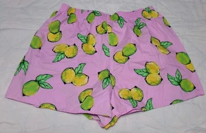 WOMENS SIZE L PINK LEMON/LIME COTTON PULL ON BOXER SHORTS 3" INSEAM - Picture 1 of 2