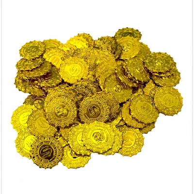 Moneda Pirata 10/30/60 piezas Retro Oro Bronce Plástico Decoración Halloween Tesoro Falso Foto 1 de 4