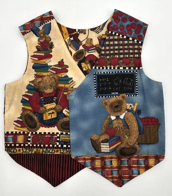 Teddy School Childrens Handcrafted Reversible Vest Size XL Multicolor Cotton - Image 1 of 4
