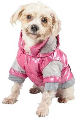 Sporty Vintage Aspen Ski Winter Dog Coat with snap-Off Removable Hood - Dog J... - Image 1 of 4