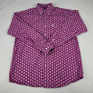Ariat Shirt Mens Large Purple Long Sleeve Button Down Western Paisley Allover - Picture 1 of 11
