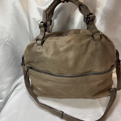 Elliot Lucca Caramel Brown Leather Satchel Handbag Detachable Crossbody Strap - Image 1 of 4