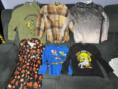 Boys Size 7 Clothing Lot Halloween Sleepwear Sweatshirts Super Mario Fishing - Image 1 of 4