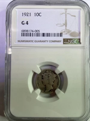 1921  MERCURY DIME   NGC  G4   KEY DATE - Image 1 of 4