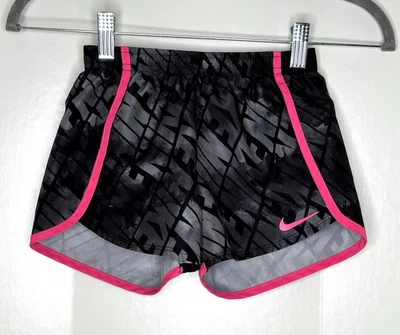 Nike Dri-Fit Niñas 6X Pantalones Cortos Atléticos para Correr Negro Gris Rosa Estampado Pantalones Cortos Tempo Foto 1 de 4