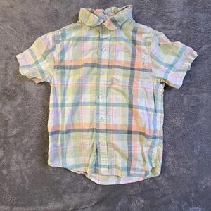 Easter Plaid Shirt Boys Small 6/7 Pink Green Button Up Pocket - Picture 1 of 6