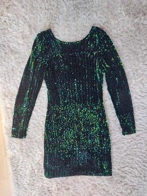 Новый женщин Motel камни вечеринки вечернее мероприятие черный зеленый платье xs очень маленький - Изображение 1 из 2