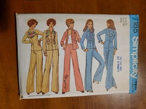 Vintage 1975 Simplicity Pattern 7185 Size 12  Pants Suit Factory Fold  - Picture 1 of 3
