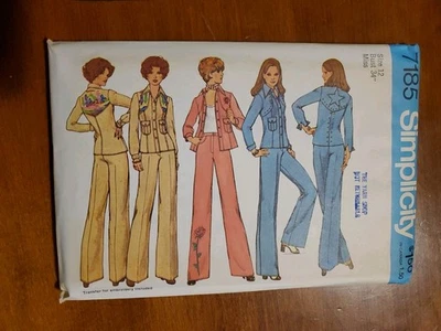 Vintage 1975 Simplicity Pattern 7185 Size 12  Pants Suit Factory Fold  - Image 1 of 3