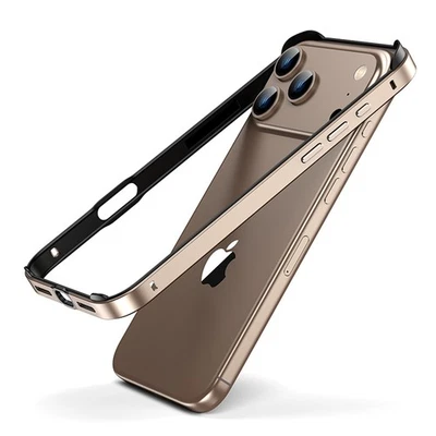 For iPhone 17 Pro Max 16 15 14 13 12 Slim Fit Metal Rubber Hybrid Bumper Case - Image 1 of 4