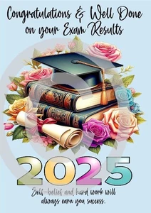 Congratulations & Well Done On Exam Results A5 Size Card & Envelope - Picture 1 of 3