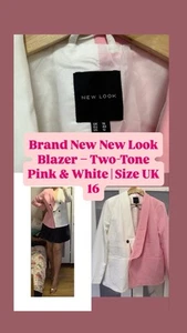 Brand New New Look Blazer – Two-Tone Pink & White | Size UK 16 - Picture 1 of 7