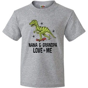 Inktastic Nana And Grandpa Love Me Dinosaur Grandson Youth T-Shirt Boy Clothing - Picture 1 of 4