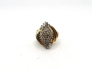 LADIES 10k YELLOW GOLD CLUSTER DIAMOND RING w 59 S.C. & 6 BAGUETTE DIAMONDS 8 - Picture 1 of 15