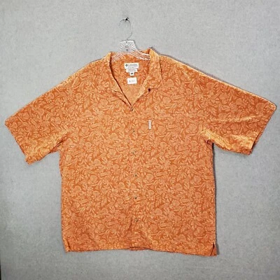 Columbia Hombres Camisa Abotonada XL Naranja Hawaiana Floral Manga Corta Cuello Foto 1 de 4