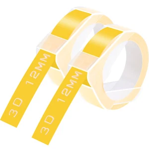2PK For DYMO Label Maker 3D Embossing Plastic Label Tape A521208 Yellow 12mm - Picture 1 of 11