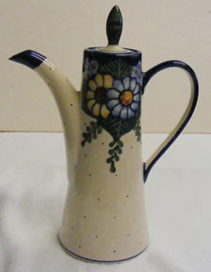 DAISIES UNIKAT WR BOLESLAWIEC OLLA DE CHOCOLATE HECHA A MANO PULIDO CERÁMICA FIRMADA - Imagen 1 de 5