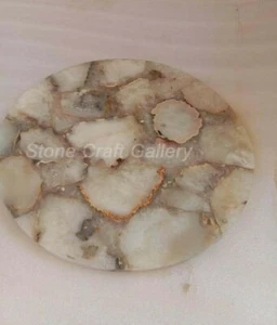 12" Agate Table Top Natural Stones Work Handmade Home Office decor - Picture 1 of 3