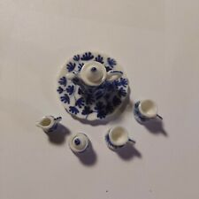 Porcelain Dinnerware Miniature Pottery 8 pcs, serving tray, cups, teapot