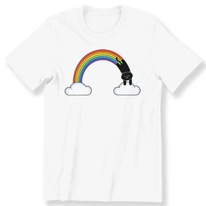 Rainbow With Black Cat Mens Ladies Kids Adult T-shirt Rainbow Cat Lovers T-shirt - Picture 1 of 19