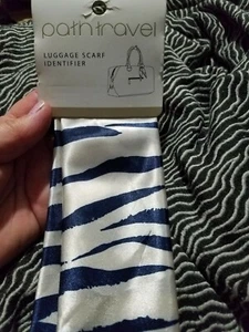 Path Travel Luggage Scarf Identifier Blue And White Striped - Picture 1 of 2