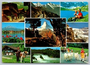 Postal - Suiza Multiview Lucerna Brienz Matterhorn Interlaken c1988 17 - Imagen 1 de 2