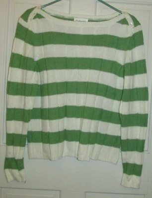 Suéter Chadwick's Mujer Verde y Blanco Rayas Cuello Barco Manga Larga Talla XL Foto 1 de 4