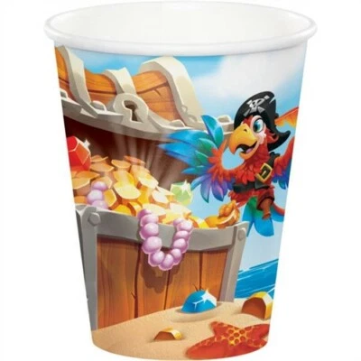 Pirate Treasure 9 oz Hot/Cold Cups 8 Pack Paper Boy Kids Birthday Tableware - Image 1 of 2