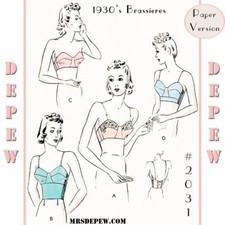 Vintage Sewing Pattern 1930s Long Line Strapless Bra 32 34 36 38 40 42 44" bust