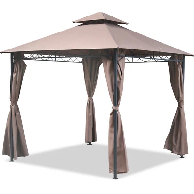 10'X10' Canopy tent Grill Gazebo for Patios w/ Shaded Curtains & Aluminum Frame - Image 1 of 4
