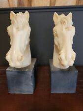 Vintage Pair Italian A. Santini Sculpted Stallion Horse Head Resin Bookends
