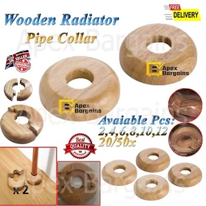 1/2/6/10/50x 15mm Solid Oak Colour Wooden Wood Radiator Pipe Collars Cover Floor - Picture 1 of 20