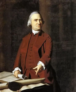 Oil painting john singleton copley - samuel adams in red cloth by tabel canvas - Picture 1 of 1