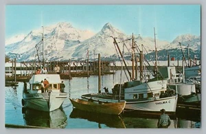 Valdez Alaska AK Boats In Fishing Harbor Chrome Postcard 1950s - Picture 1 of 2