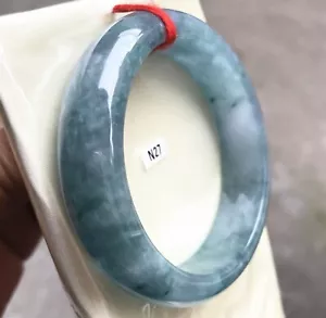 56mm Natural Icy Lake Blue Jadeite Jade Bracelet Burma Jade Bracelet Bangle - Picture 1 of 15