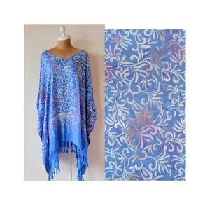 New Batik Tunic Kaftan Poncho CoverUp One Size Fits S M L XL 1X 2X Free Shipping - Picture 1 of 2