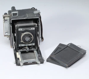 3 1/4" X 4 1/4" ANNIVERSARY SPEED GRAPHIC W 12CM 4.5 SCHNEIDER XENAR & 2 HOLDERS - Picture 1 of 14