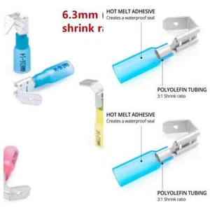 Heat Shrink Piggyback Spade Connectors Wire Disconnect Quick Terminals 3 Way - Picture 1 of 14