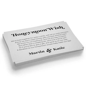Personalised Wedding Honeymoon Gift Money Poem Cards - A7 Honeymoon Wish Inserts - Picture 1 of 16