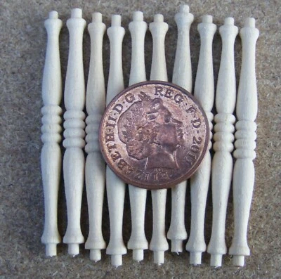12 Bannister Table Wood Spindles DIY Tumdee 1:12 Scale Dolls House Miniature 605 - Image 1 of 4