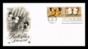 Dr Jim Stamps US Butterflies 1977 Setenant Pair ArtCraft Monarch Size FDC - Picture 1 of 2