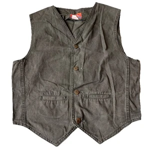 Vtg 70’s Made In Paradise Mens Black Vest Sz 42 /L 100% Cotton 4 Button Western - Picture 1 of 14